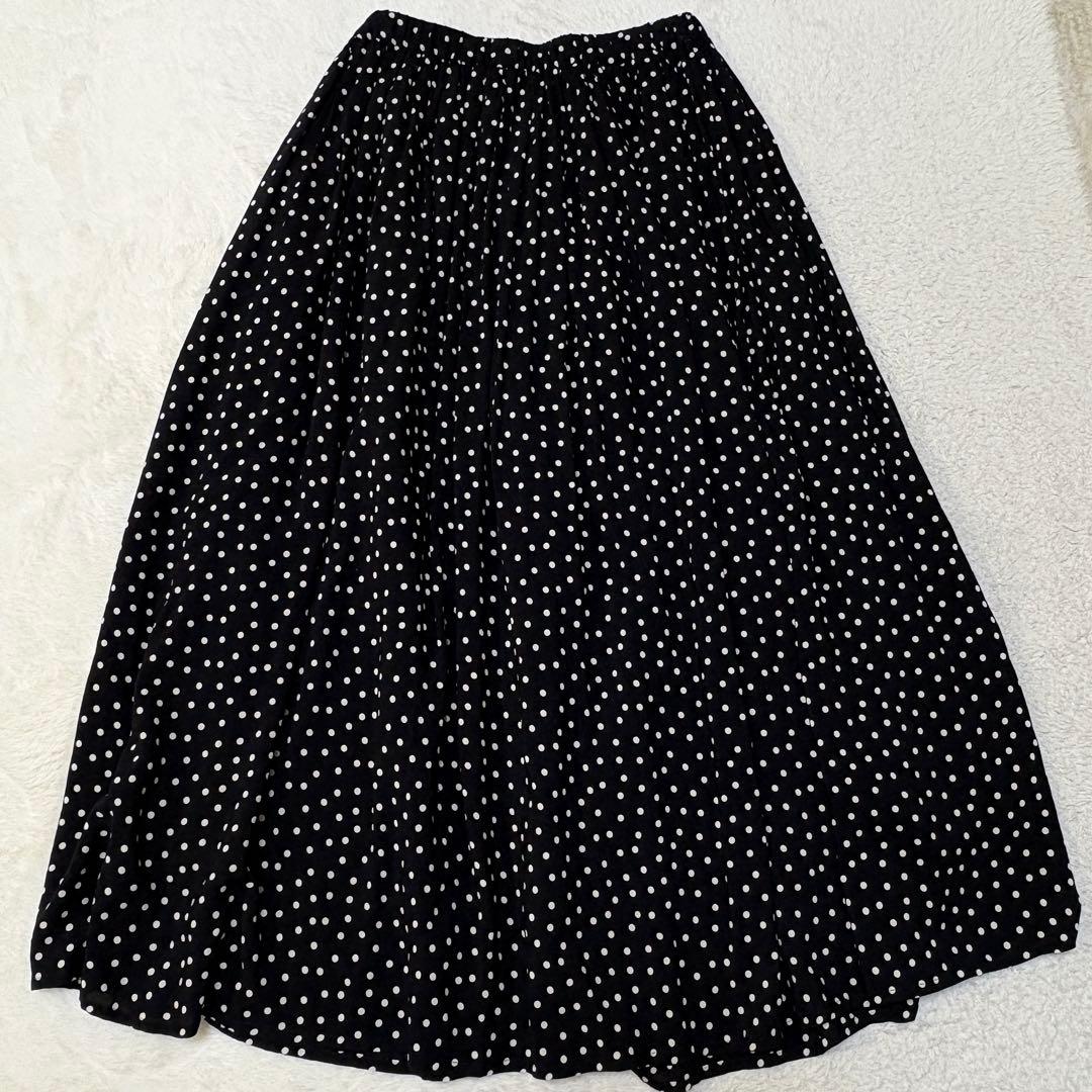 m*a様 美品✨人気　かぐれ　ドットギャザースカート　ウエストゴム　紐　ロングス