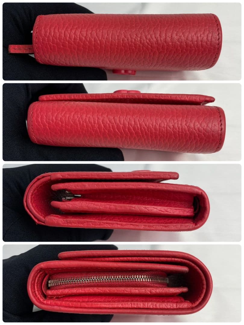 GUCCI 2つ折り 財布 GGマーモント ピンク 本革 レザー