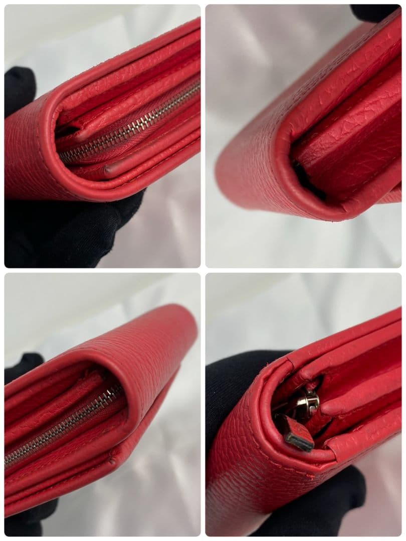 GUCCI 2つ折り 財布 GGマーモント ピンク 本革 レザー