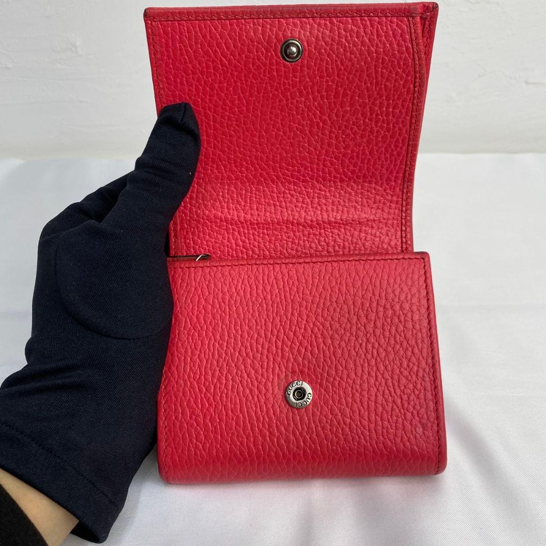 GUCCI 2つ折り 財布 GGマーモント ピンク 本革 レザー