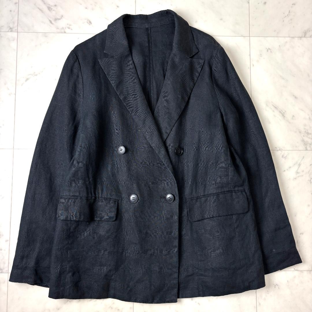 24SS スローブイエナ F テレデランダブルジャケット 黒 リネン IENA