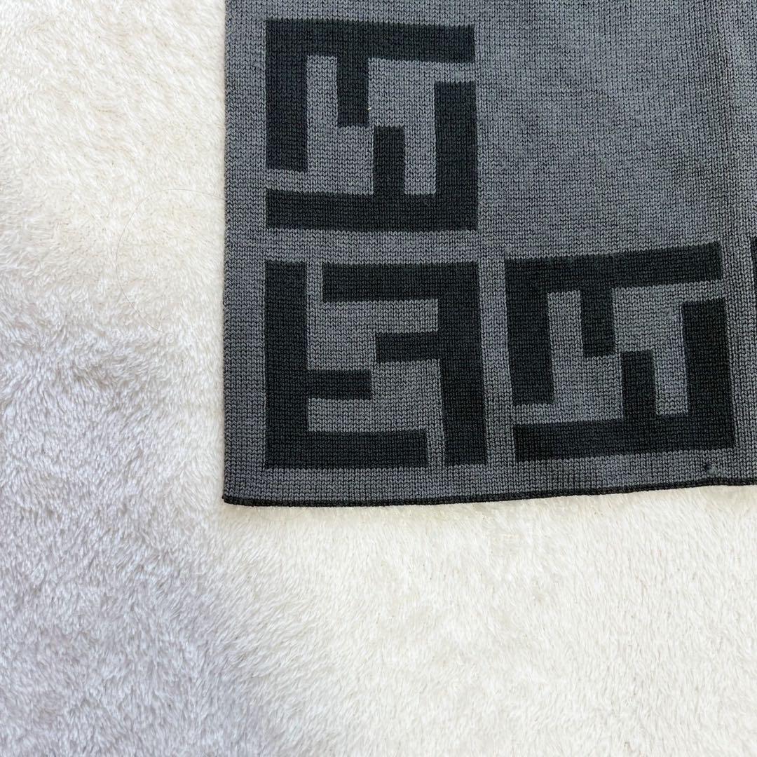 FENDI フェンディ　FF　ズッカ柄　マフラー　ウール　グレー