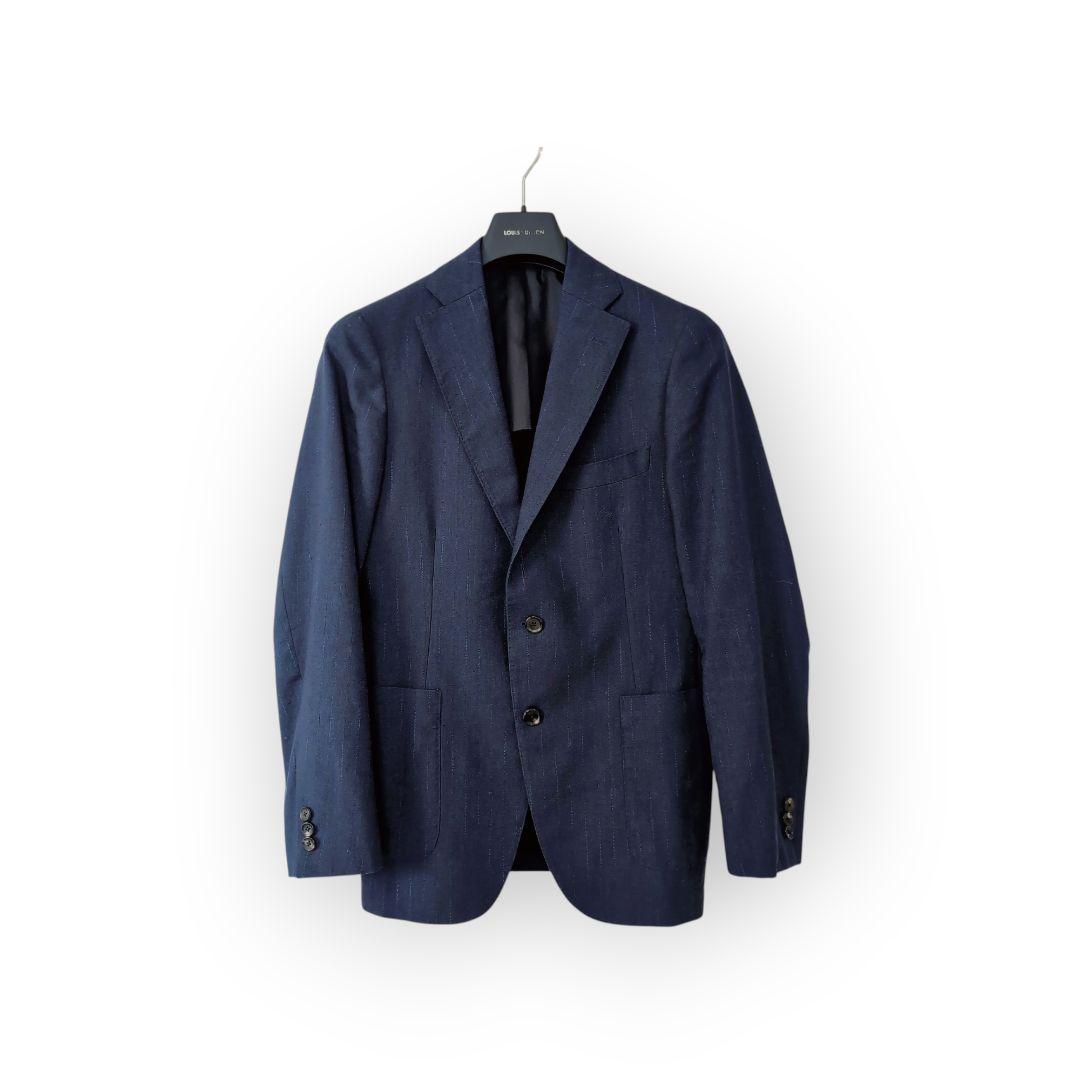 【未使用級】ISETAN MEN’S　上質　リネンジャケット　M　ネイビー　麻