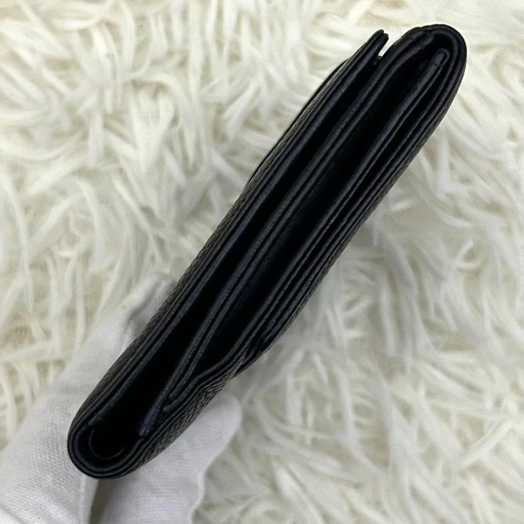 【美品】CHANEL ココマーク キャビアスキン 二つ折り財布 ブラック