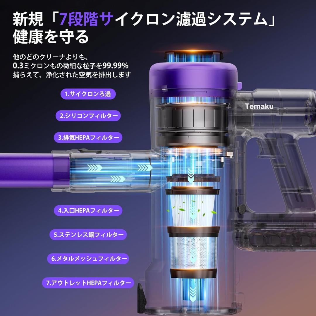 掃除機 コードレス【2026年新登場！業界トップレベルの90KPa 超強力吸引