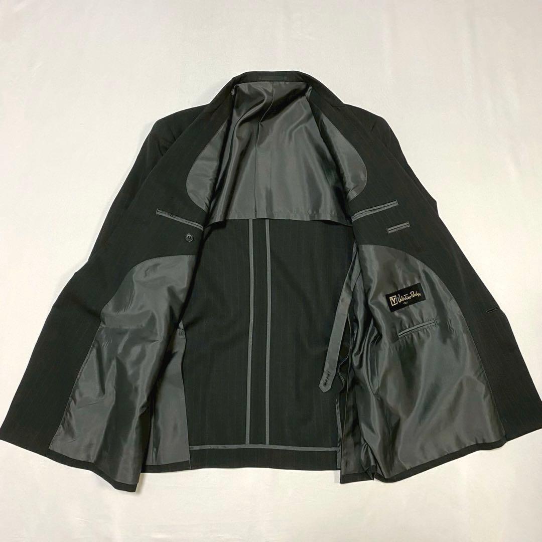 【vintage】シャツ無　スーツ　セットアップ　ダブル　ストライプ　ピンバッチ