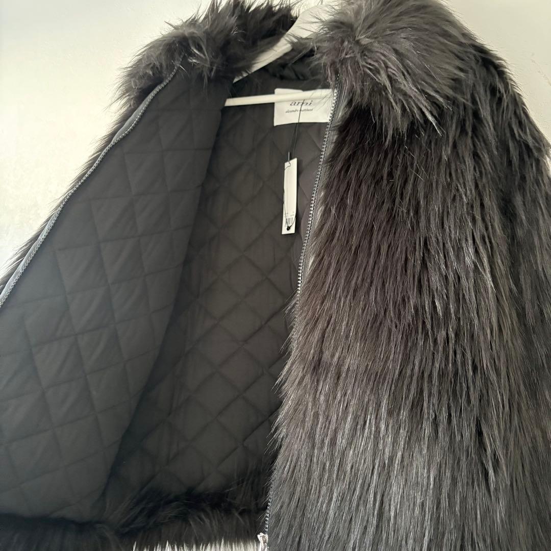 ami paris ファーブルゾン レザー切替 パディングジャケット アミパリス