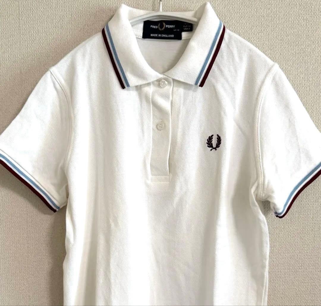 FRED PERRY/G12/ポロシャツ/水色えんじライン/UK12/USA8