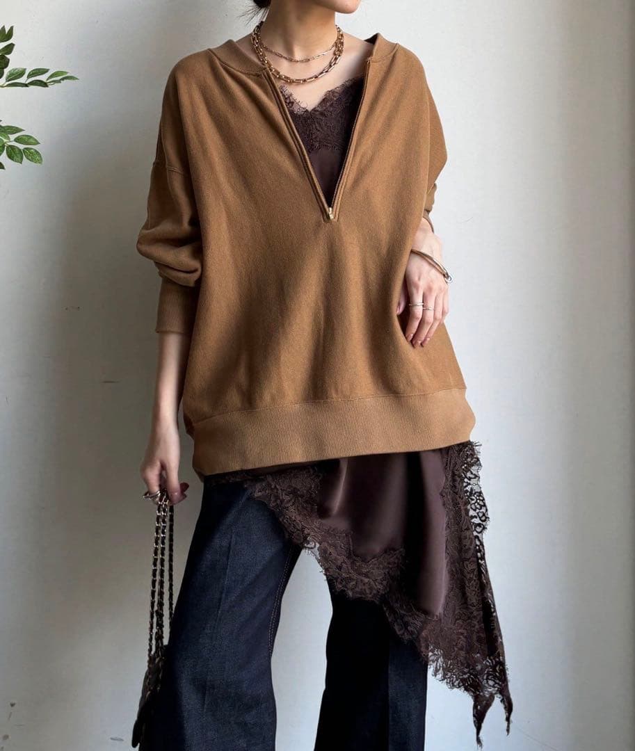 お安くしました！DOU DOU アンシンメトリーレースロングキャミ