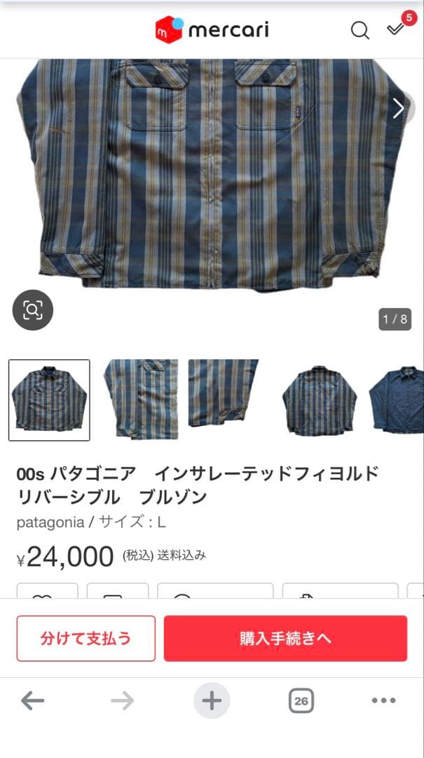 t*i様 00s パタゴニア インサレーテッド フィヨルドジャケット　リバーシブ