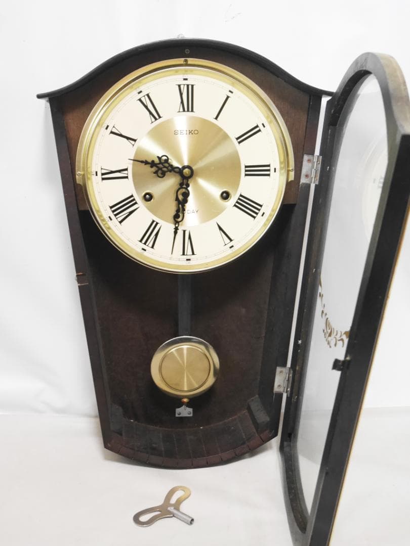 動作良品★昭和アンティーク　SEIKO セイコー柱時計　1か月巻◆中古