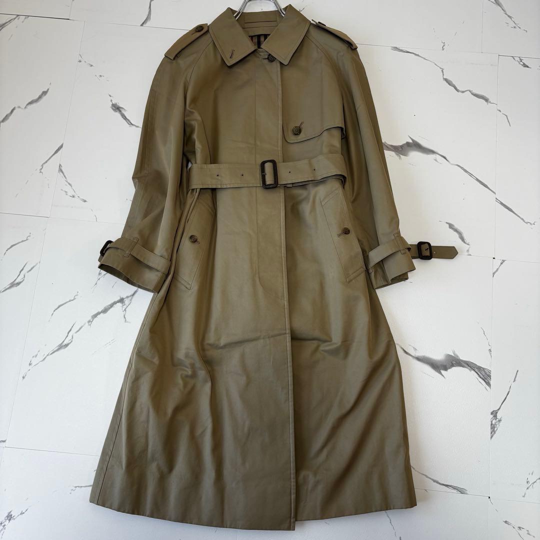 DAKS✨ベルテッドステンカラーコート　裏地チェック　玉虫色　春コーデ　M