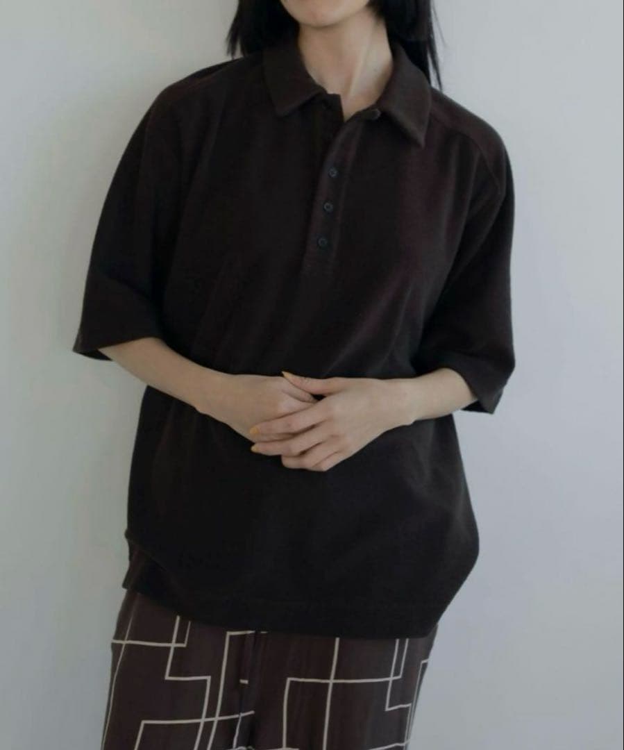 anuke pile polo tops ブラウン