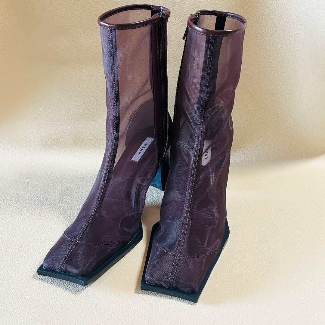 新品 Ameri SHEER WAVE TOE BOOTS ブラウン M ブーツ