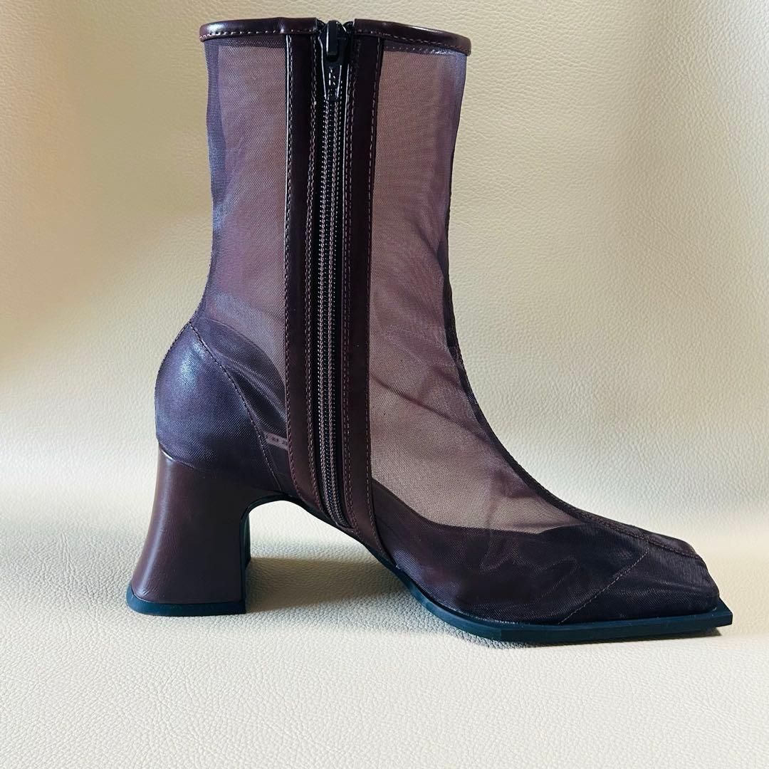 新品 Ameri SHEER WAVE TOE BOOTS ブラウン M ブーツ