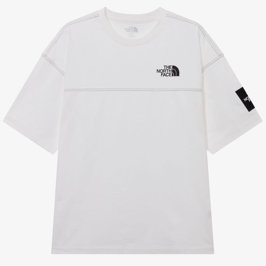 男女兼用✨韓国限定 ノースフェイス ロゴ ステッチ Tシャツ ホワイト　XL