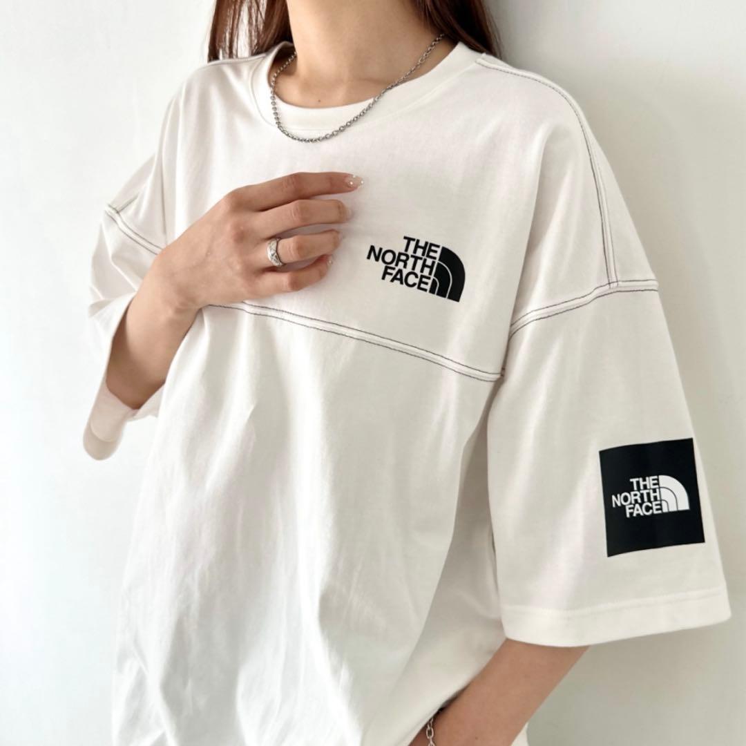 男女兼用✨韓国限定 ノースフェイス ロゴ ステッチ Tシャツ ホワイト　XL