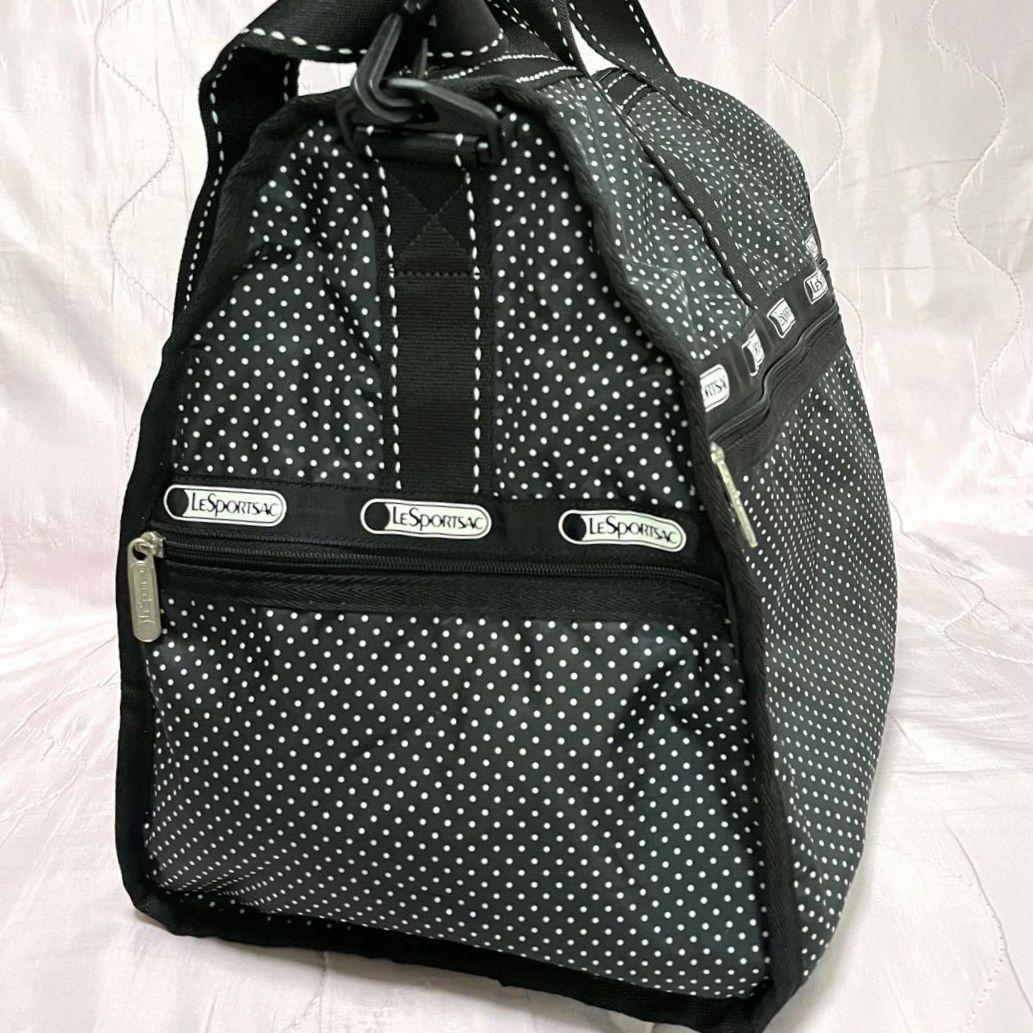 LeSportsac レスポ ボストンバッグ 黒 白 ポルカドット 水玉 美品