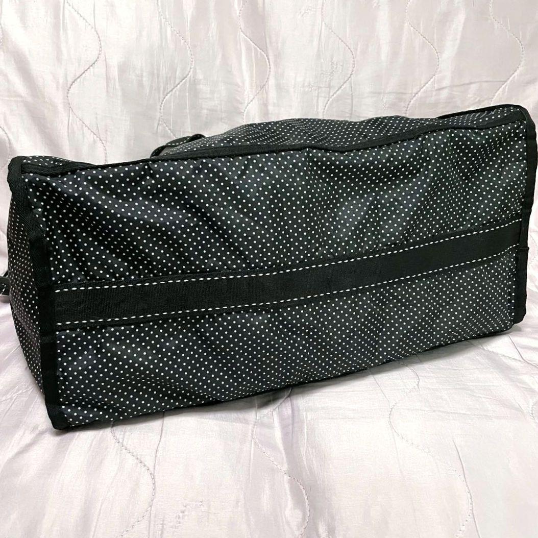 LeSportsac レスポ ボストンバッグ 黒 白 ポルカドット 水玉 美品