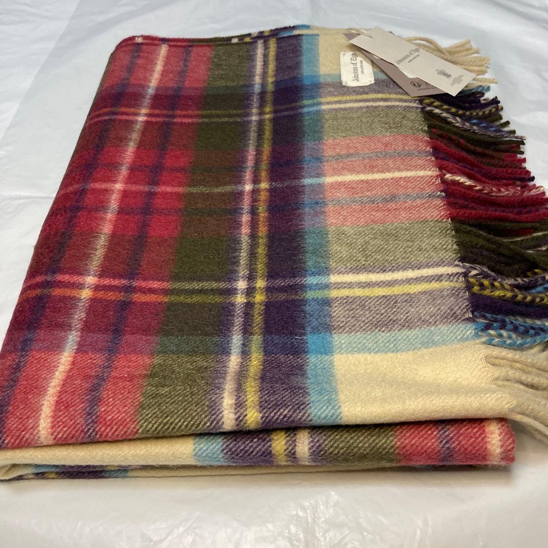 新品 ジョンストンズ カシミヤ100％ 大判ストール チェック 国内正規品