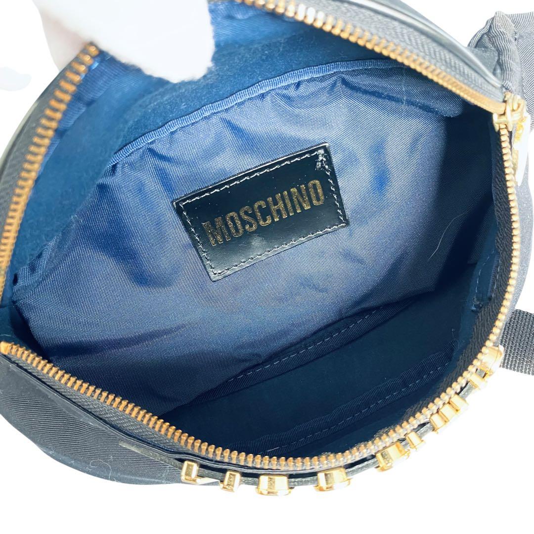 MOSCHINO モスキーノ 美品 ロゴプレート ウエストバッグ ボディバッグ