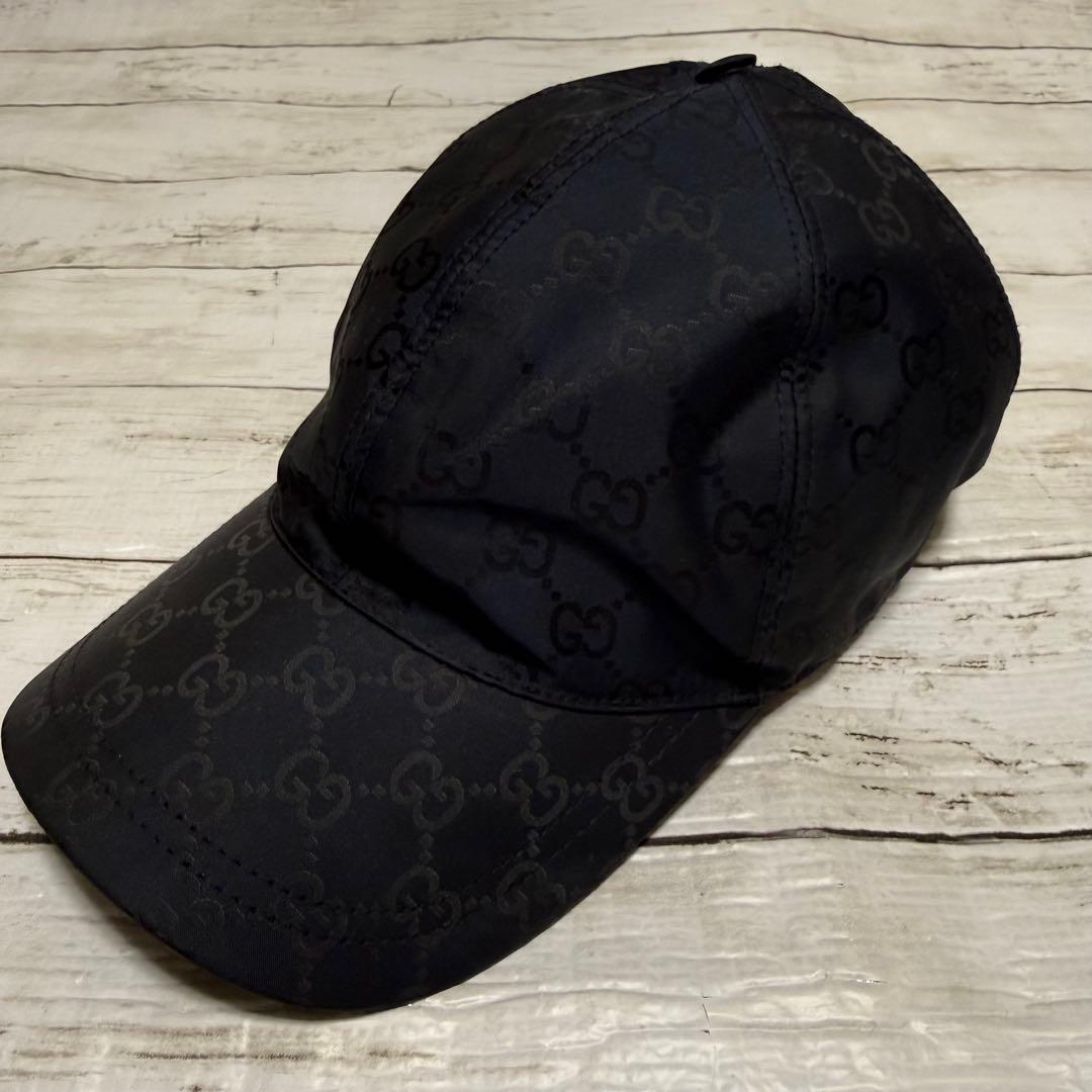 GUCCI GGパターン ネイビーキャップ Lサイズ59
