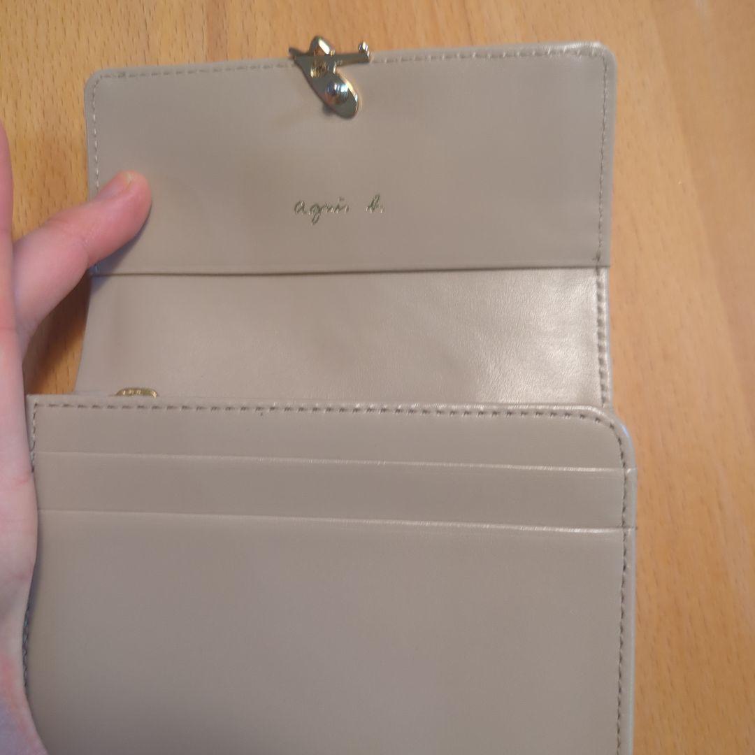 【美品】アニエスベー　ベージュ レザー 三つ折り財布