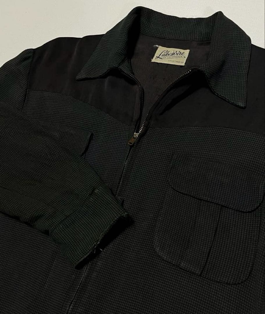 【レア】50s ギャバレーヨン ジャケット切り返し ヴィンテージ ギャバジャン