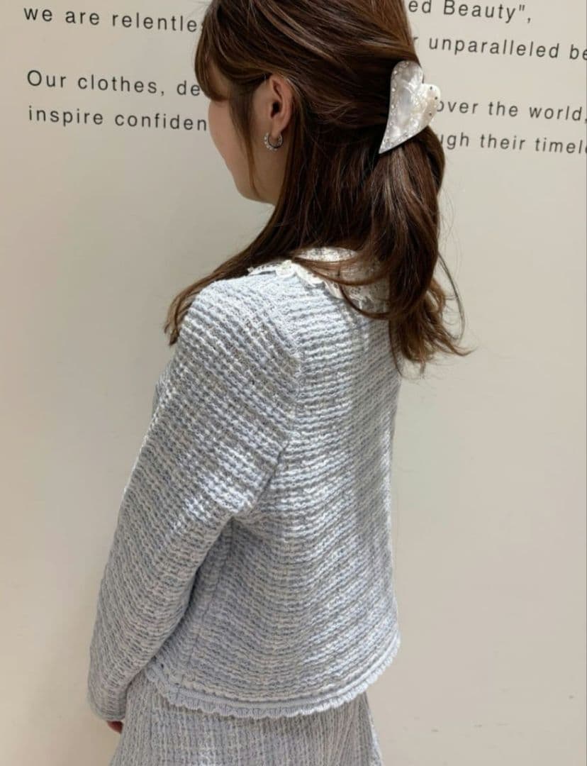 Rirandture　MARIEBELLEコラボ　レースカラーニットジャケット