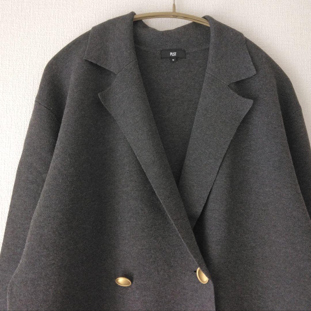 新品 PLST プラステ 洗える レーヨンブレンド ニット ダブル ジャケット