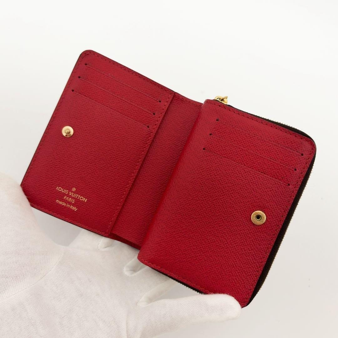 未使用級美品★ルイヴィトン ダミエ ルー レッド コンパクト 二つ折り財布 赤