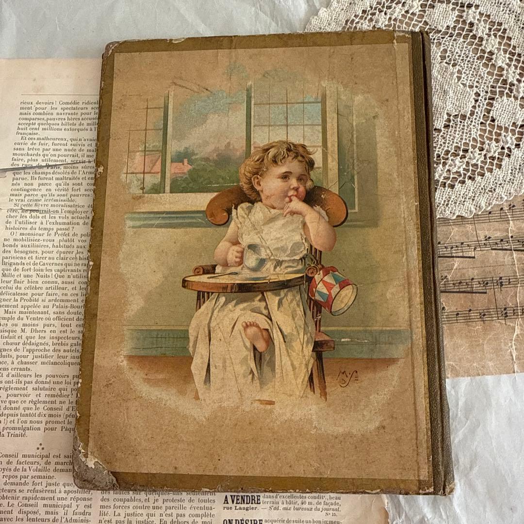 稀少1892年アンティーク愛らしい絵本ヴィクトリアン洋書ジャンクジャーナル古書