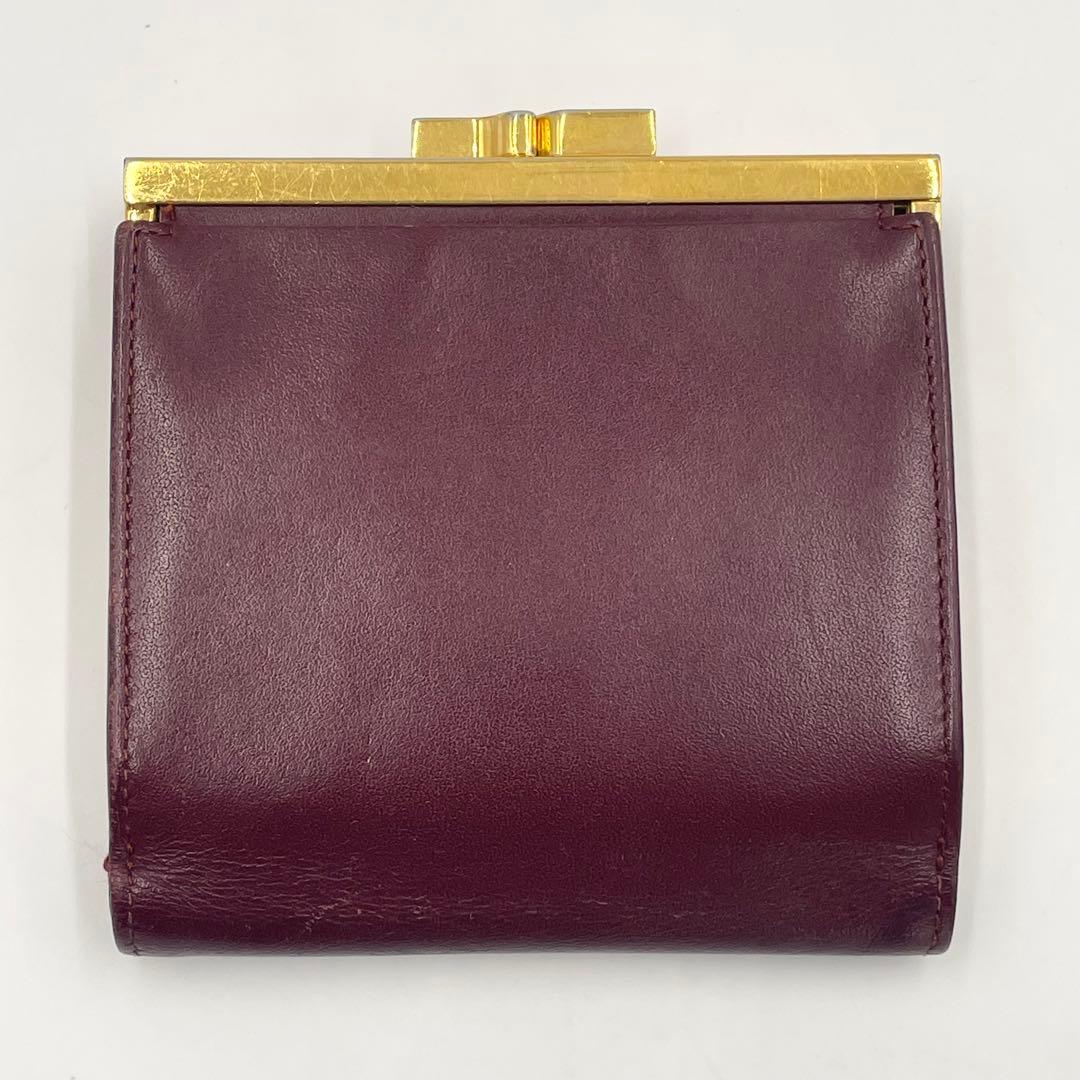 Cartier カルティエ マストライン 二つ折り財布 がま口 レザー ボルドー