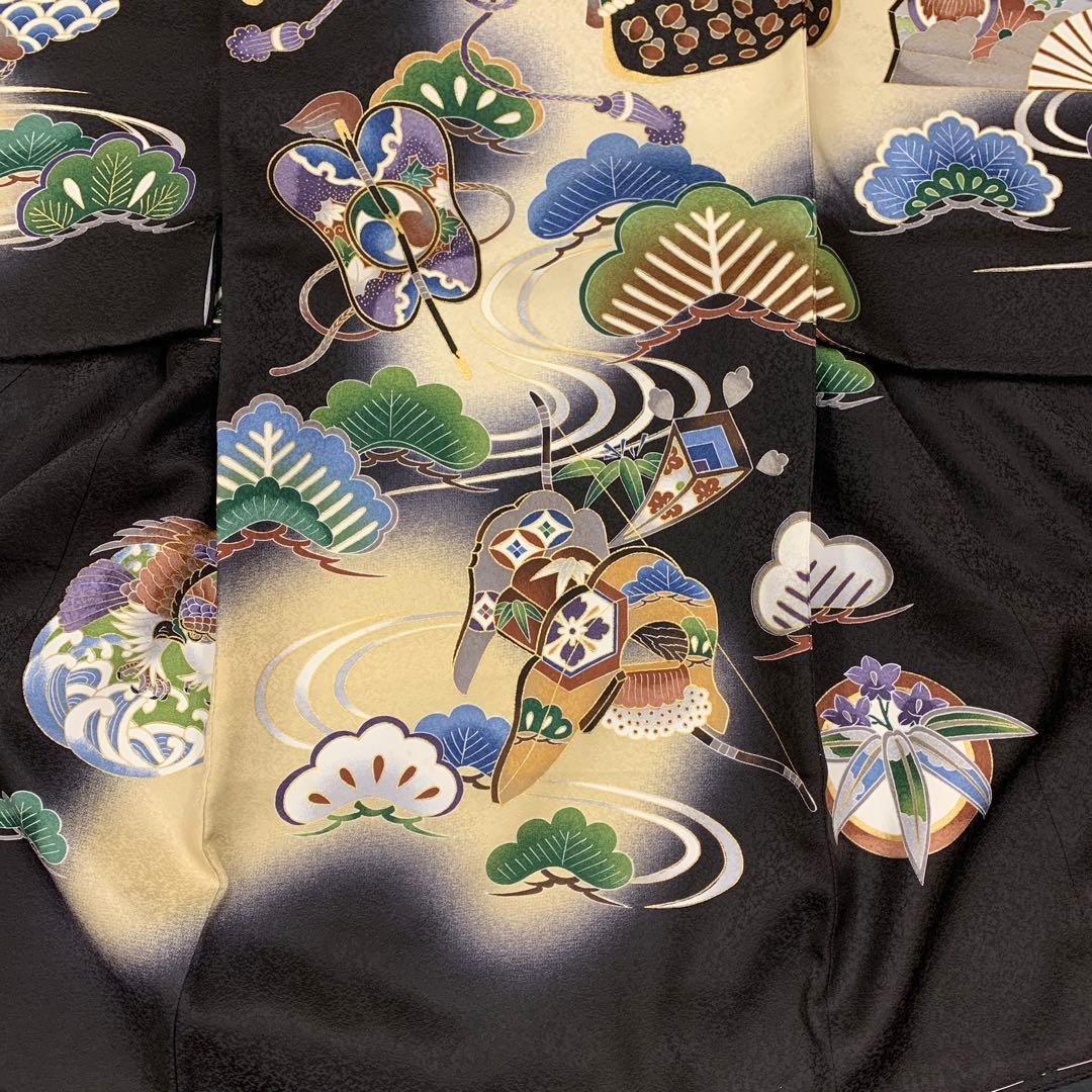 新品（純古典）龍刺繍入り（祝着） 産着 京友禅工芸染　大将龍兜大王松豪華祝い文