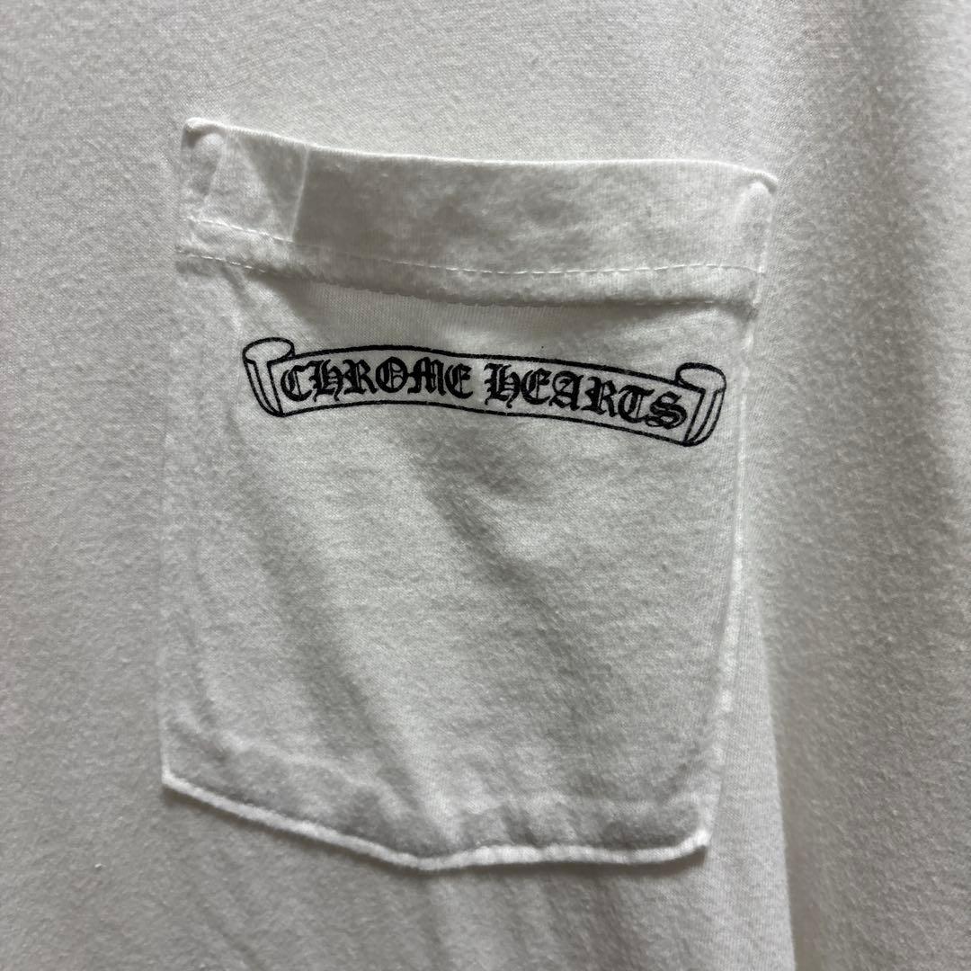 クロムハーツ バック スクロールラベルロゴ 長袖 Tシャツ ホワイト サイズL