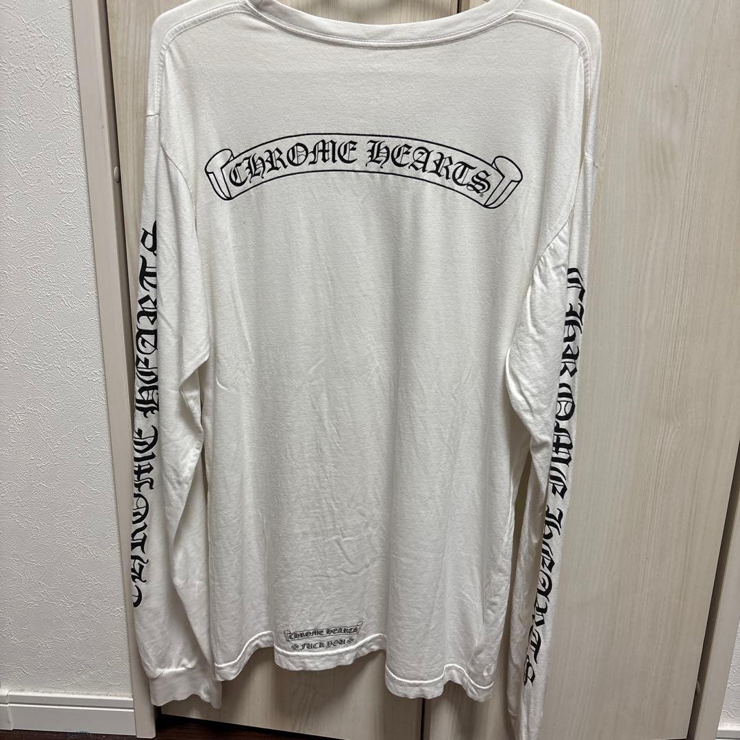 クロムハーツ バック スクロールラベルロゴ 長袖 Tシャツ ホワイト サイズL