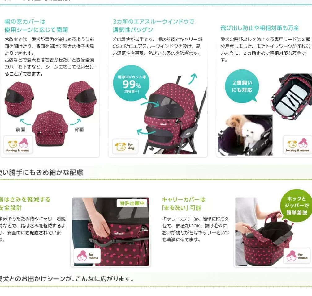 Compet コムペットミリミリ ルビードット 軽量分離型ペットカート