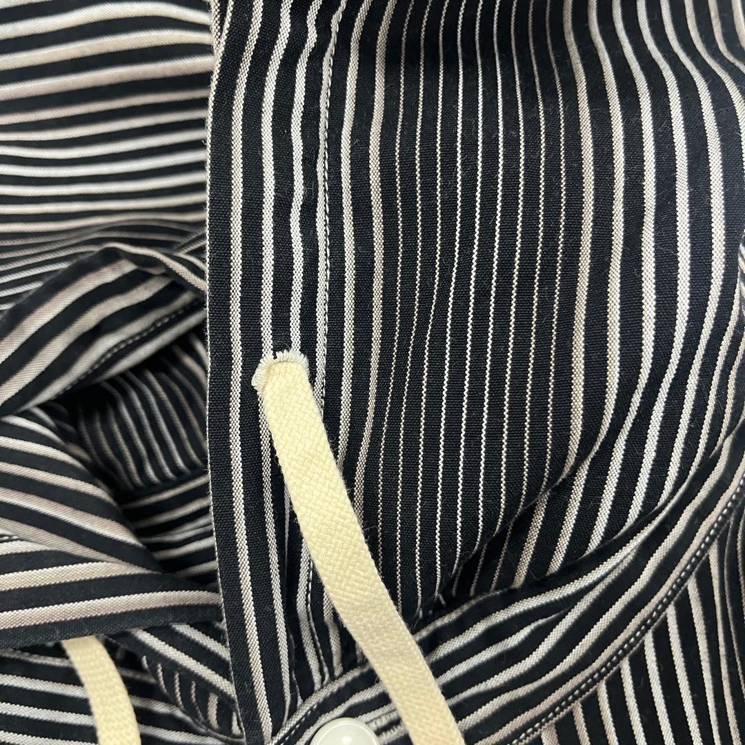 【美品】小倉縞縞 立体ストライプ フーデッドシャツ #131 小倉織 40s仕様