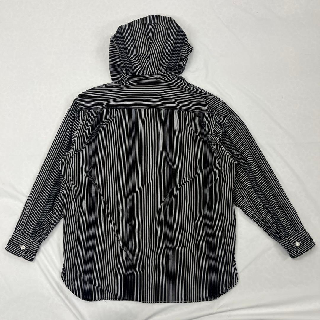 【美品】小倉縞縞 立体ストライプ フーデッドシャツ #131 小倉織 40s仕様