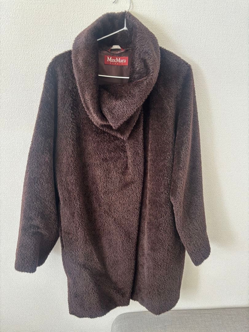 Max Mara STUDIO マックスマーラ アルパカシャギーコート 40