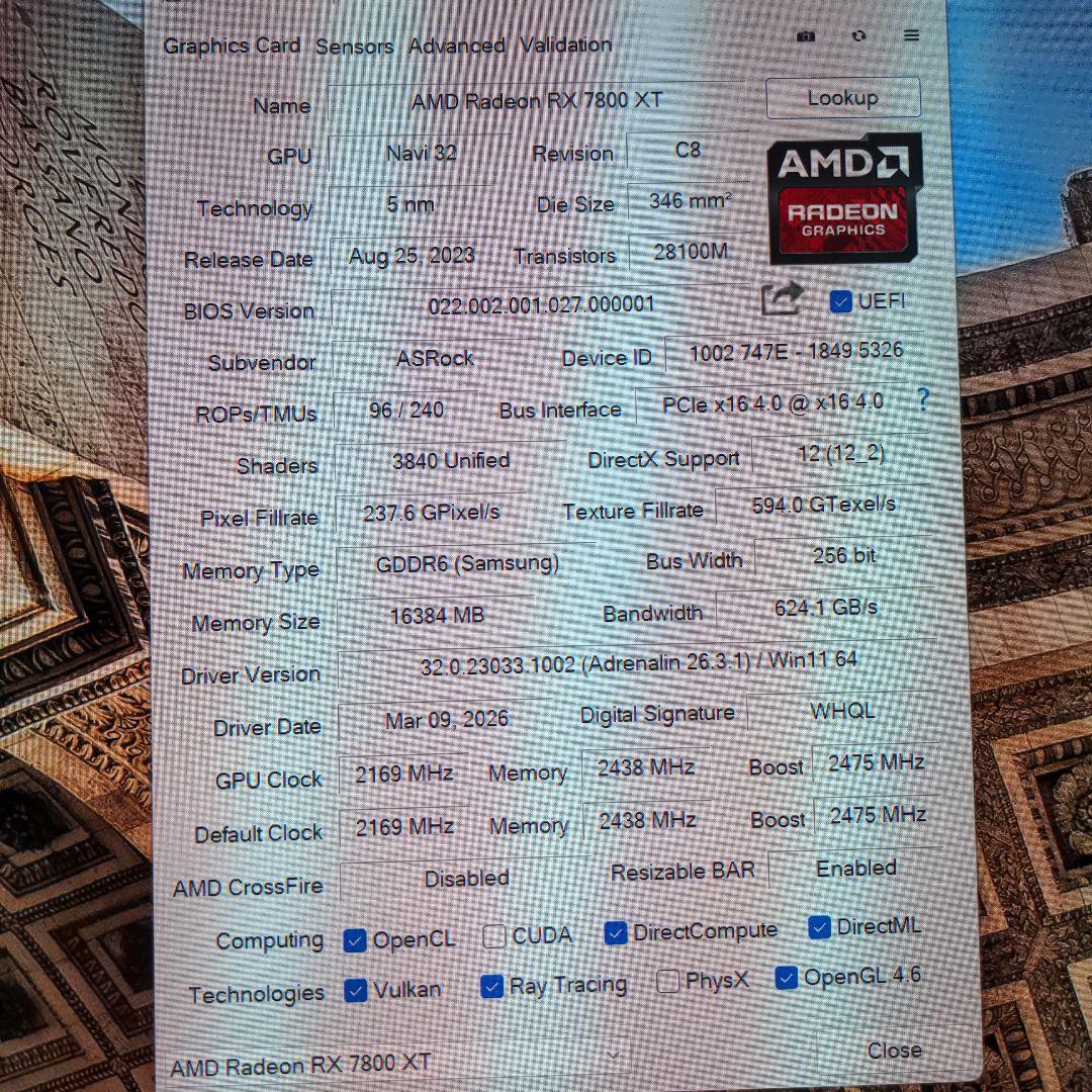 グラフィックボード・グラボ・ビデオカード RX7800XT RADEON 16GB
