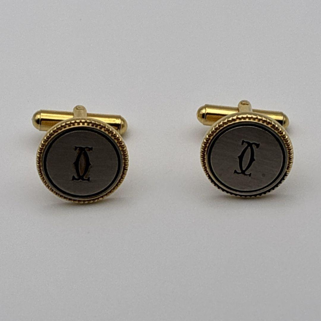 Cartier カルティエ カフス カフリンクス ダブルC ロゴ 金×銀
