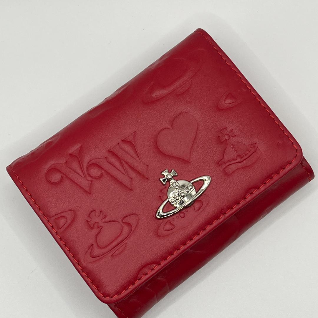 VivienneWestwood 折財布 レッド がま口 定番 赤 銀 型押し