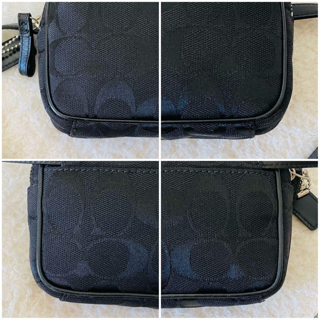 【美品】coach ボディバッグ 2way ウエストポーチ シグネチャー 黒