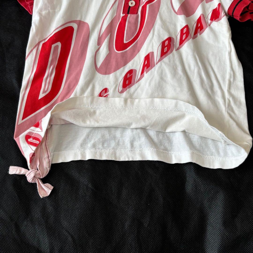 D&G ドルチェ&ガッパーナ ロゴ ポロシャツ ヴィンテージ 白 赤 半袖