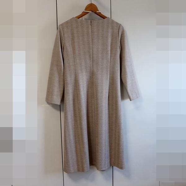 schach ■ウール・ヘリンボーン切替ワンピース■ベージュ■size40
