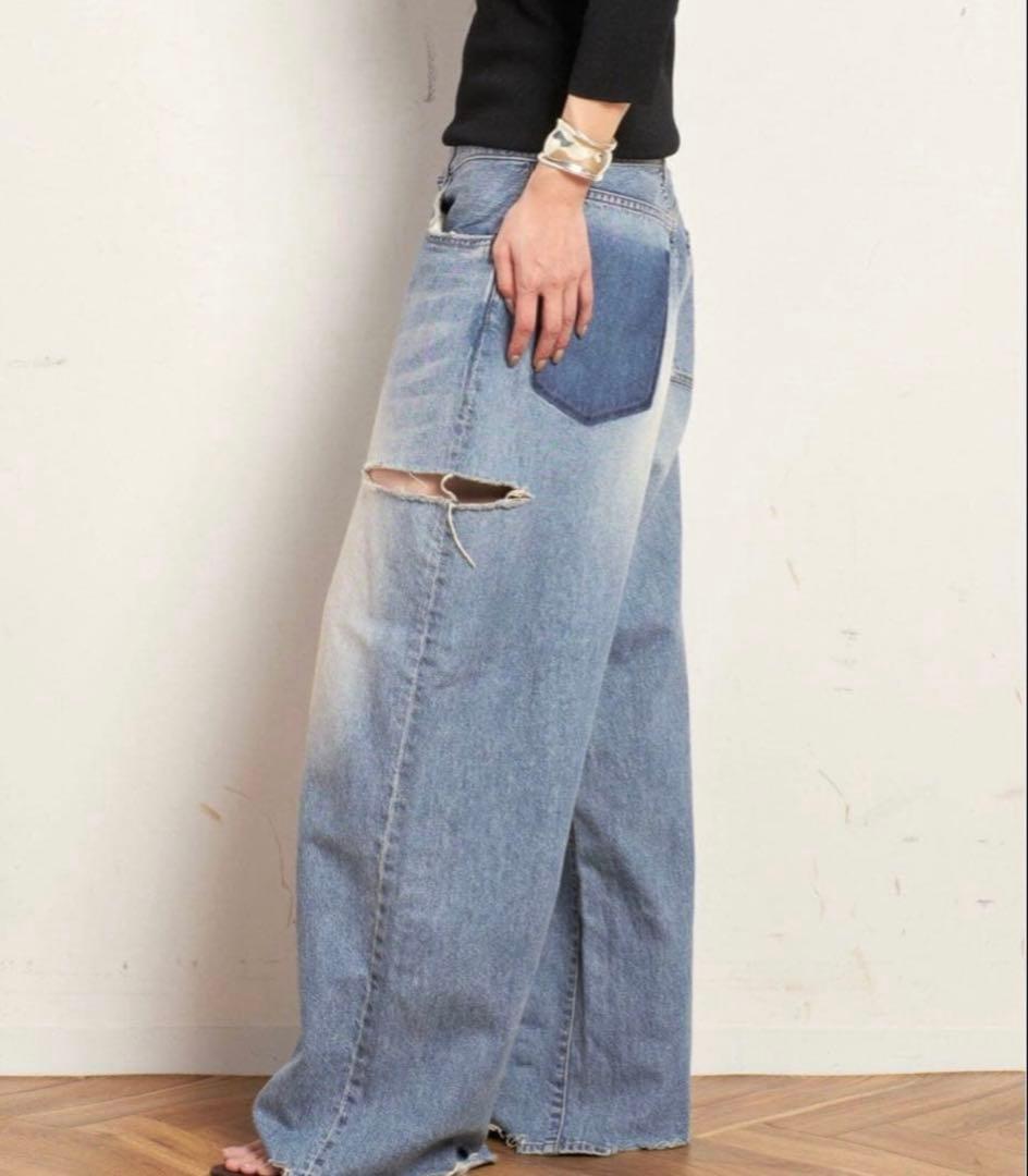 完売品apstudioattickby johnbull別注ダメージワイドデニム