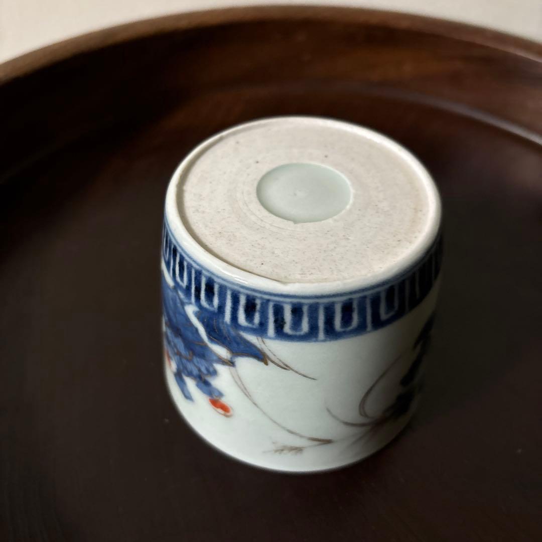 古伊万里色絵蕎麦猪口　1点　江戸時代　アンティーク　白磁　酒器　盃　湯呑検:李朝