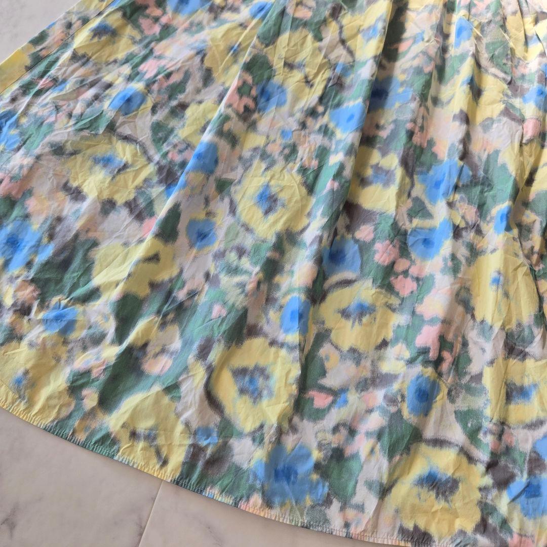 ボールジィ　25SS　ブルードフラワー　フレアスカート　花柄　イエロー　薄手
