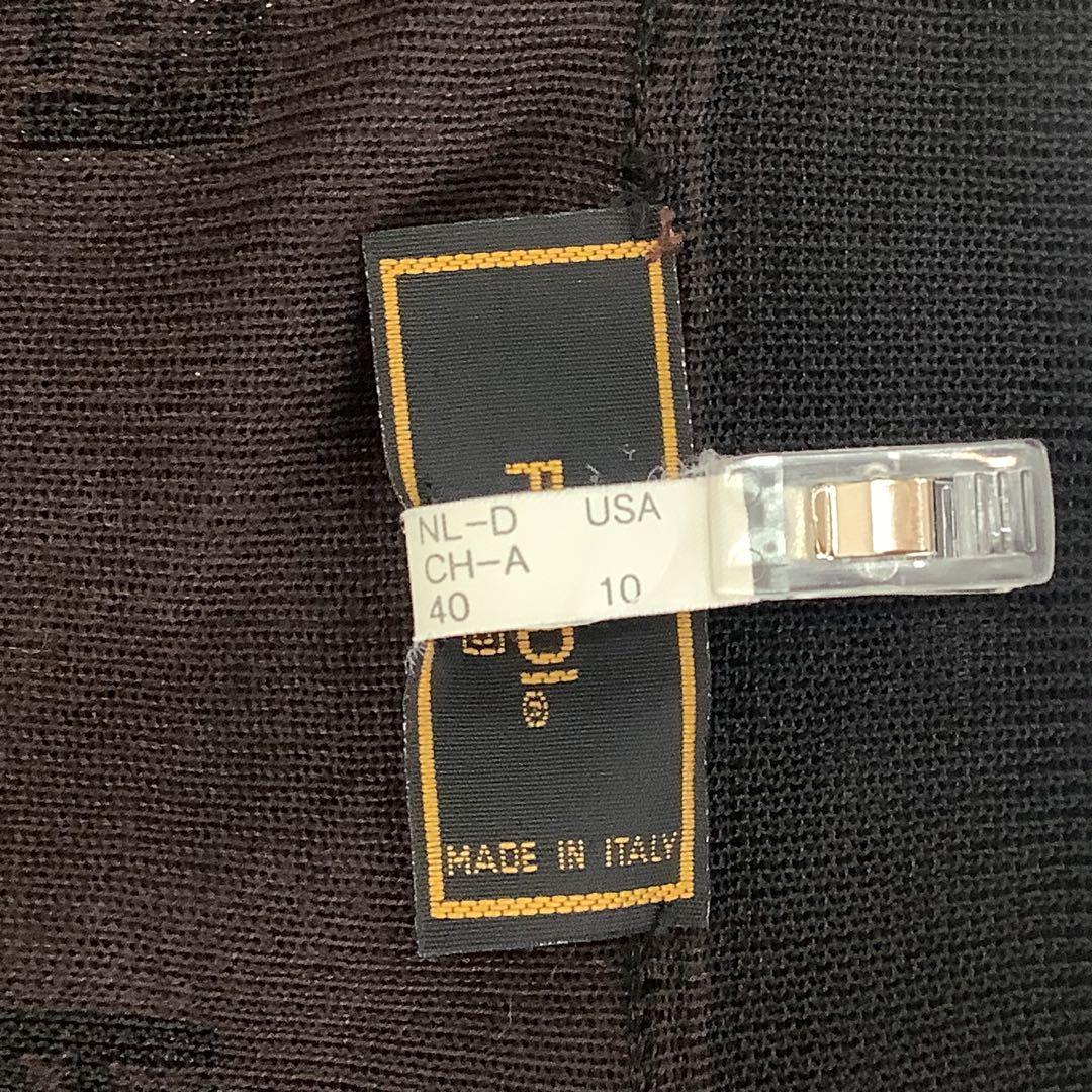 美品 【FENDI フェンディ】総柄 ロングカーディガン ブラック L相当